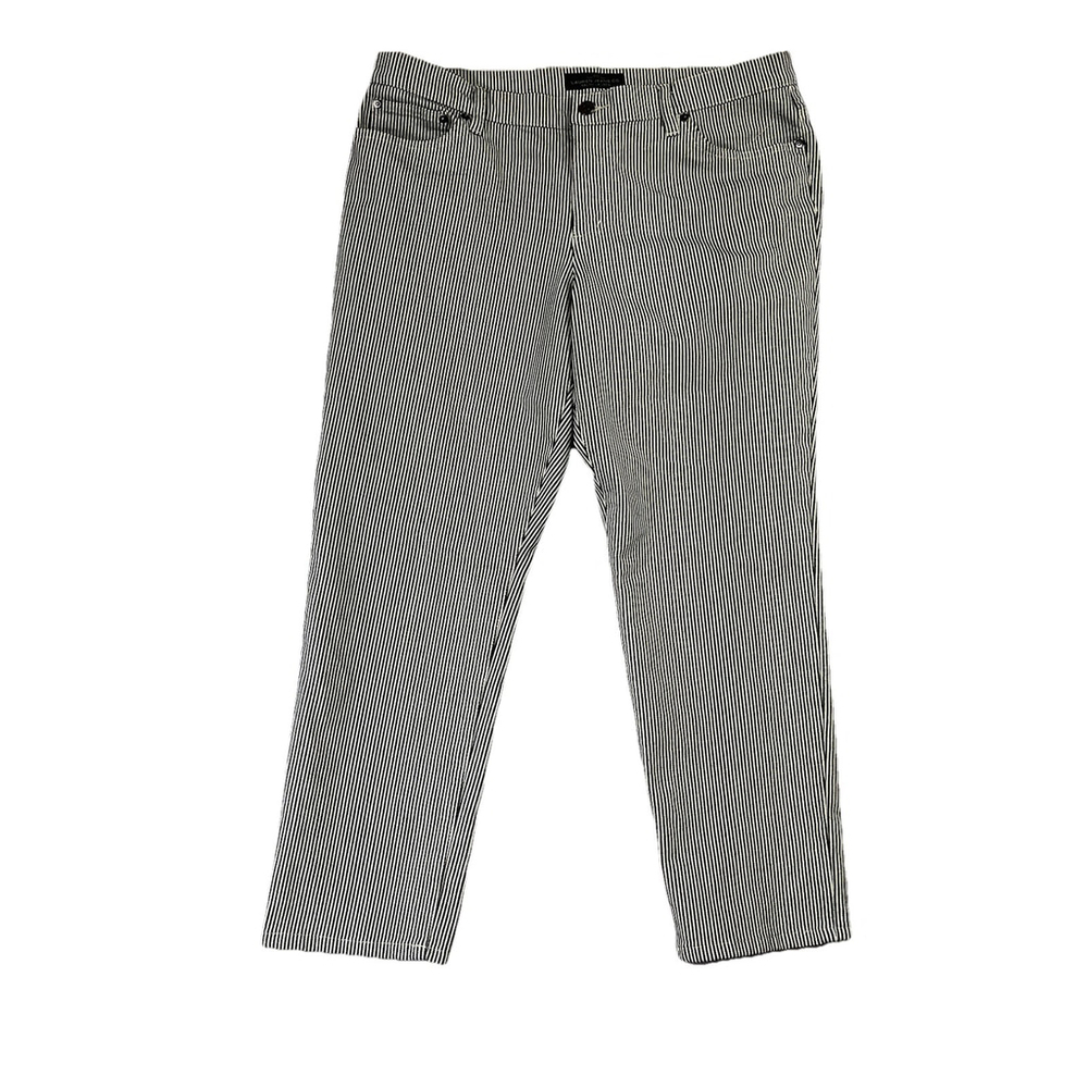 Lauren Ralph Lauren Striped Pant Modern Straight Womens 16 Black White Stretch